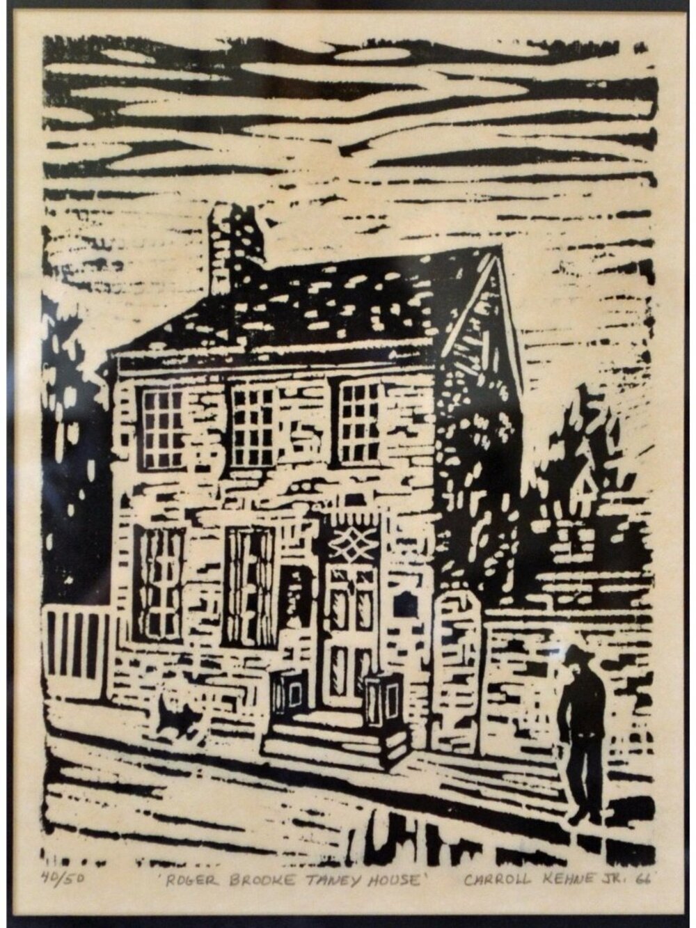 Carroll Kehne Jr., Roger Brooke Taney House Woodcut Print Signed - Picture 2 of 4